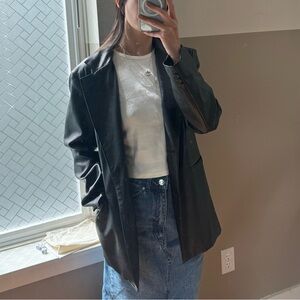OAK + FORT Leather Blazer